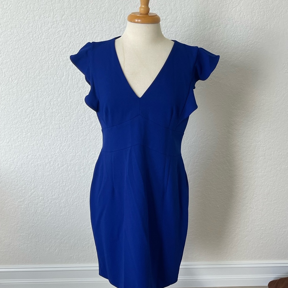 Elegant Blue Women's Ruffle Sleeve Dress DNKY 14